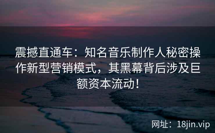 震撼直通车：知名音乐制作人秘密操作新型营销模式，其黑幕背后涉及巨额资本流动！